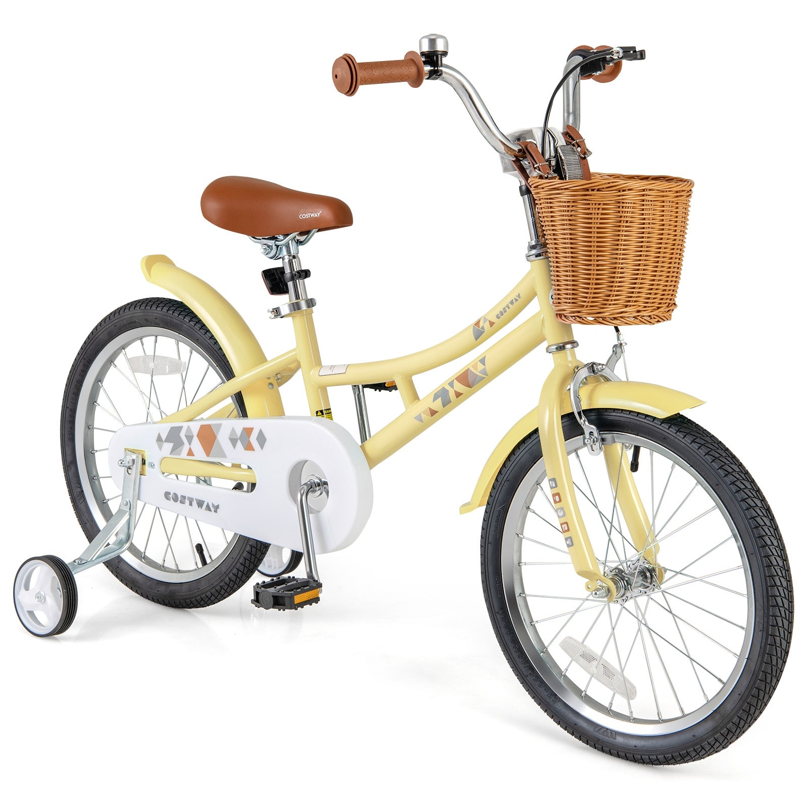 18 Inch Kids Bike Adjustable Bicycle with Reflectors and Bell for Children 4-8 Years Old-18 inches, Yellow Kids Bike Yellow  at Gallery Canada