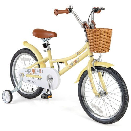 18 Inch Kids Bike Adjustable Bicycle with Reflectors and Bell for Children 4-8 Years Old-18 inches, Yellow