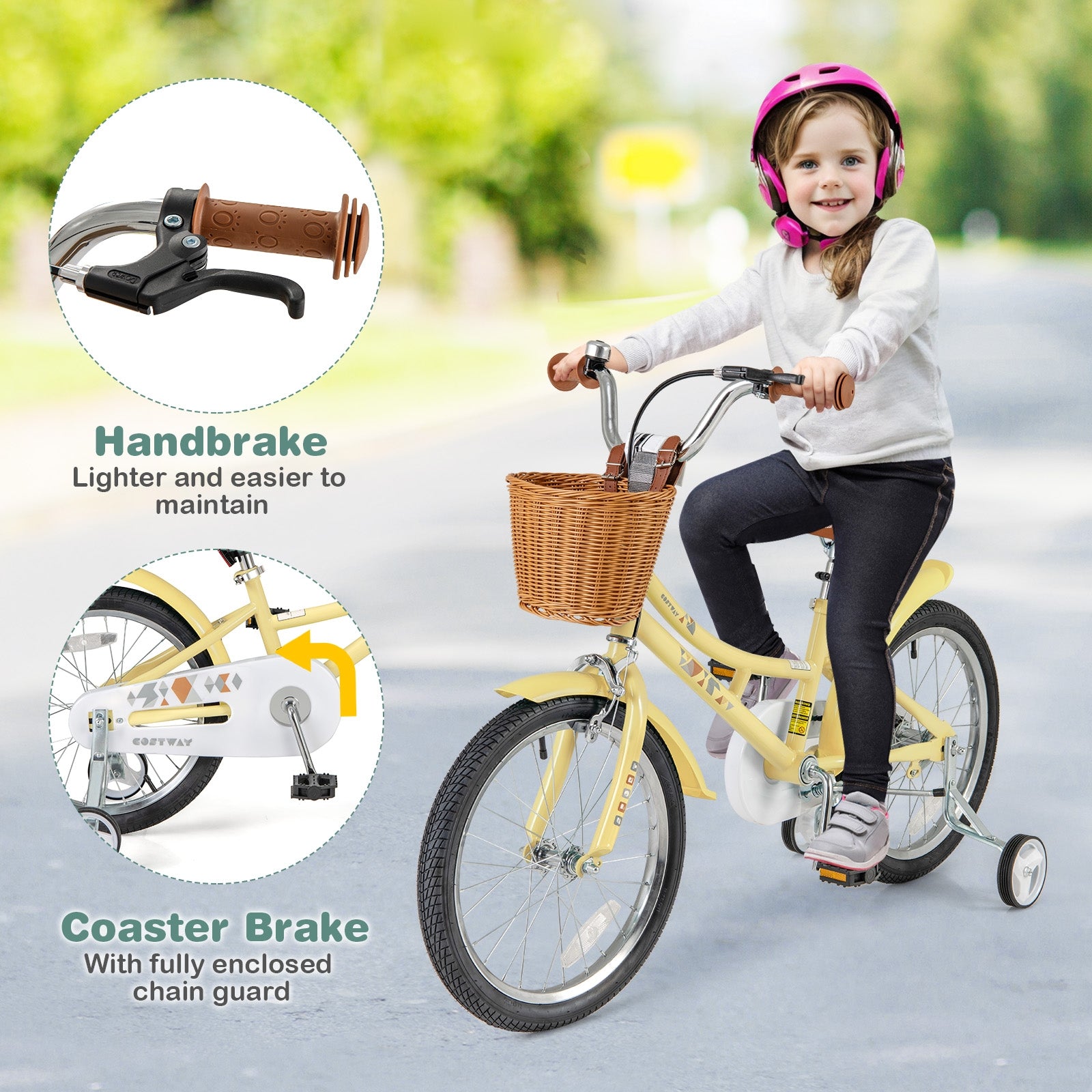 18 Inch Kids Bike Adjustable Bicycle with Reflectors and Bell for Children 4-8 Years Old-18 inches, Yellow Kids Bike   at Gallery Canada