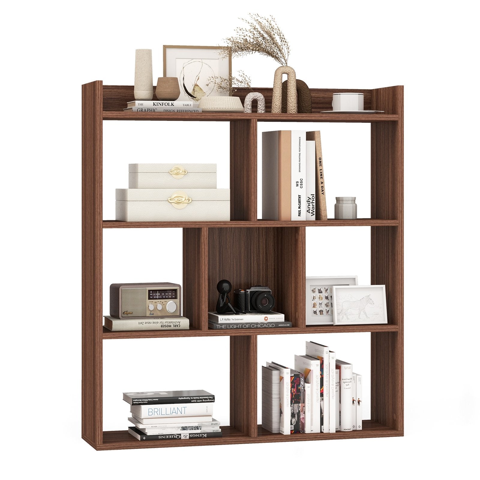 7 Cubes Open-back Bookshelf with Anti-Toppling Devices, Walnut Bookcases Walnut  at Gallery Canada