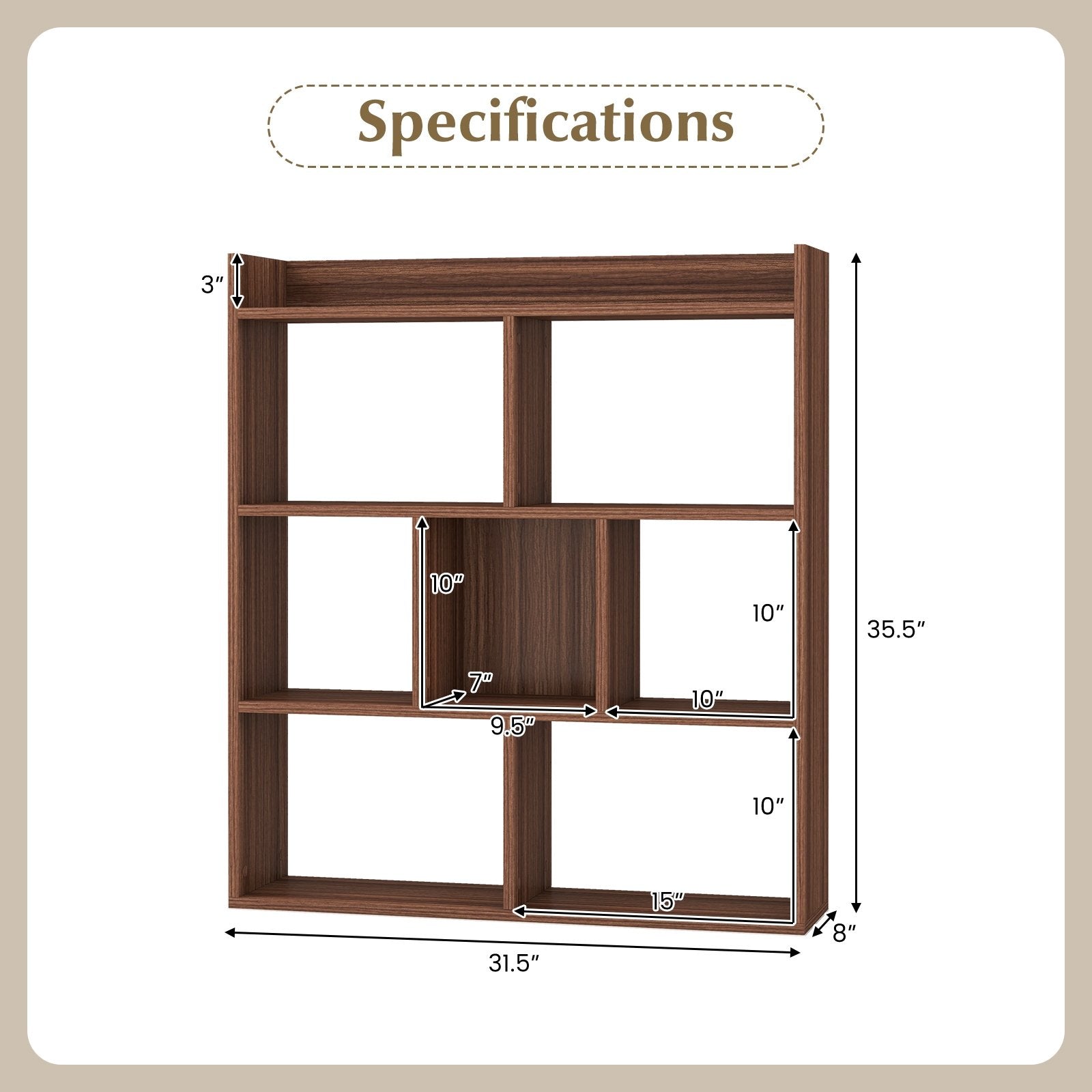 7 Cubes Open-back Bookshelf with Anti-Toppling Devices, Walnut Bookcases   at Gallery Canada