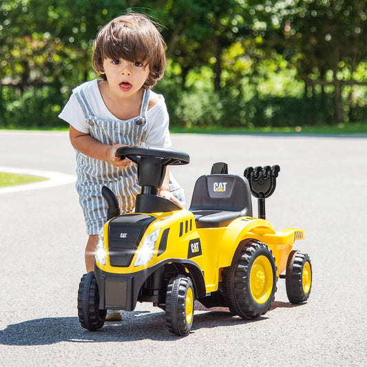 Kids Ride on Tractor Licensed Caterpillar with Detachable Trailer No Power, Yellow Push & Pedal Ride On Toys Yellow  at Gallery Canada