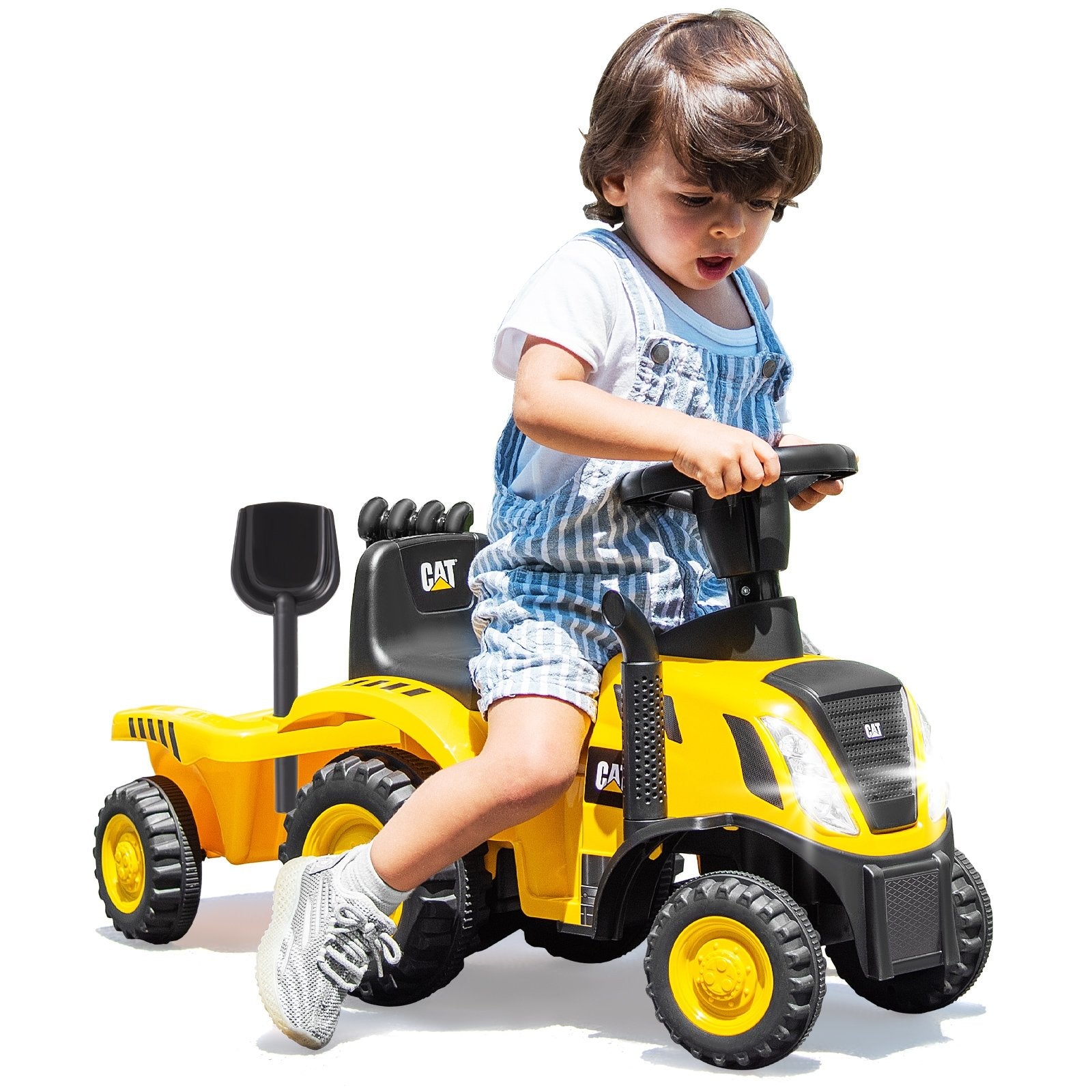 Kids Ride on Tractor Licensed Caterpillar with Detachable Trailer No Power, Yellow Push & Pedal Ride On Toys   at Gallery Canada