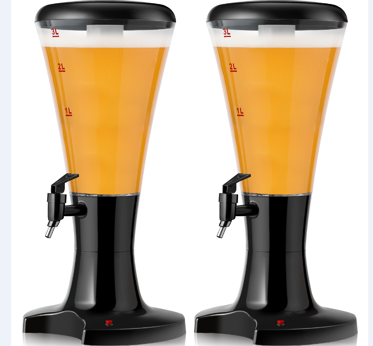 Set of 2 3L Draft Beer Tower Dispenser with LED Lights, Black Water Dispensers   at Gallery Canada