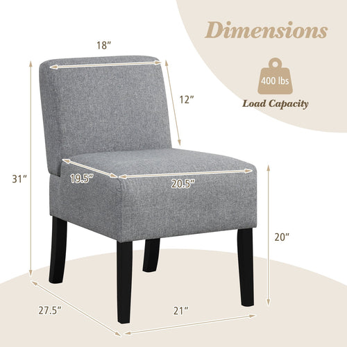 Upholstered Living Room Chair with Rubber Wood Legs, Dark Gray