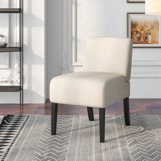 Upholstered Living Room Chair with Rubber Wood Legs, Beige Dining Chairs Beige  at Gallery Canada