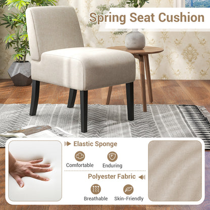 Upholstered Living Room Chair with Rubber Wood Legs, Beige Dining Chairs   at Gallery Canada