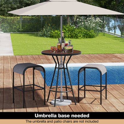 28 Inches Outdoor Bar Table with Wood-Like Tabletop for Backyard Garden, Natural Patio Coffee Tables   at Gallery Canada