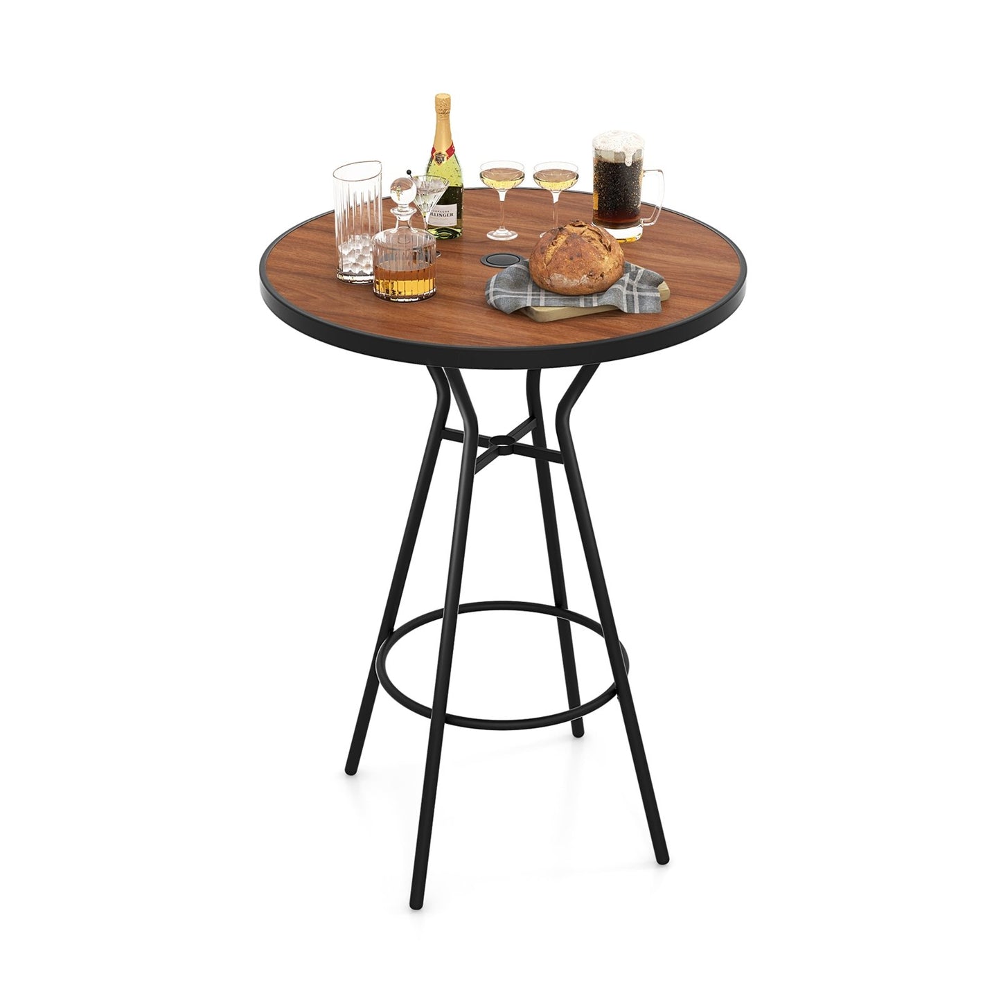 28 Inches Outdoor Bar Table with Wood-Like Tabletop for Backyard Garden, Natural Patio Coffee Tables   at Gallery Canada