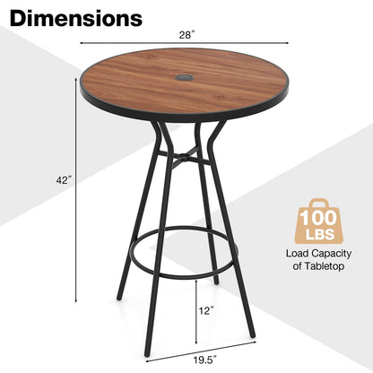 28 Inches Outdoor Bar Table with Wood-Like Tabletop for Backyard Garden, Natural Patio Coffee Tables   at Gallery Canada