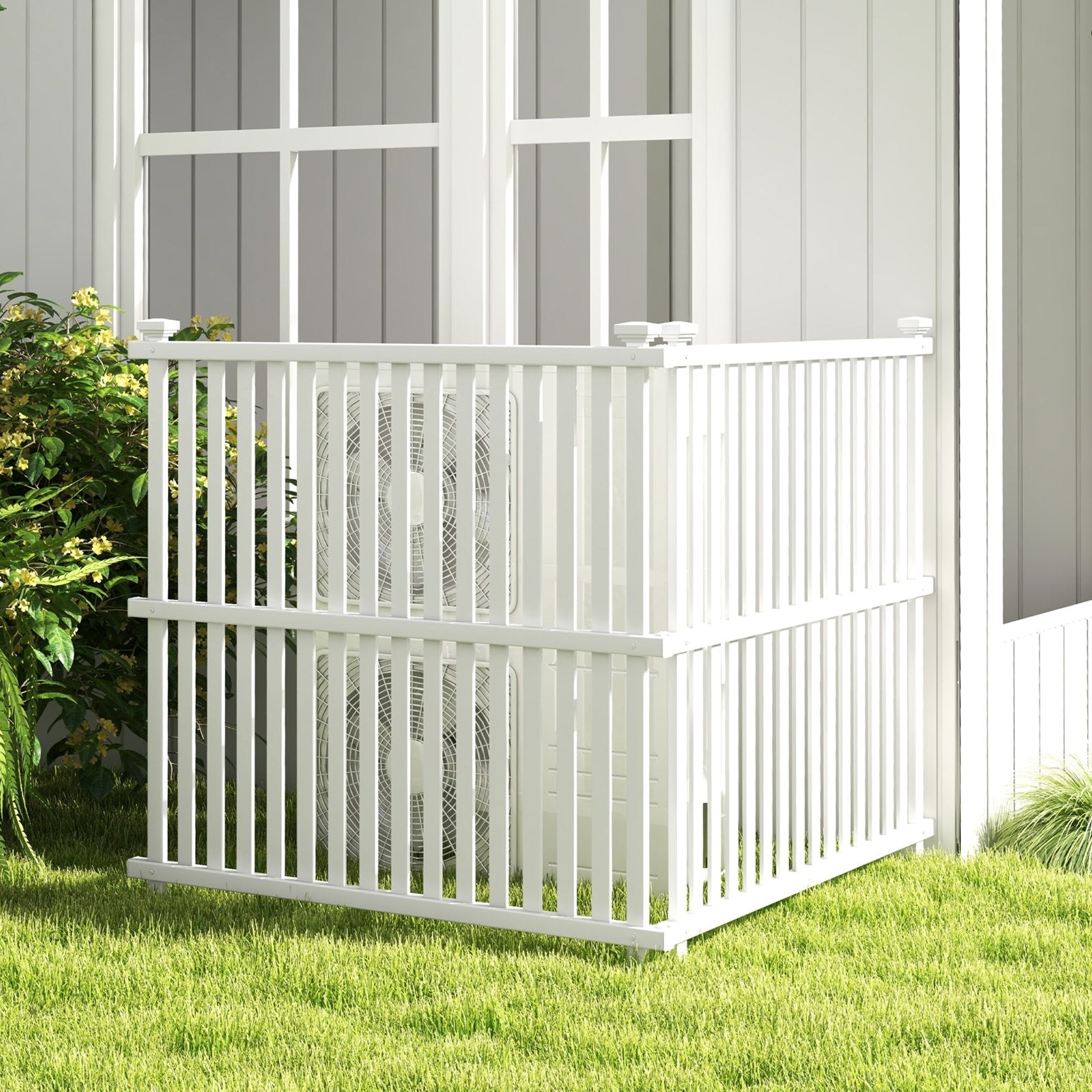 Air Conditioner Fence Panel with Metal Ground Stakes for Outside, White Decorative Fencing & Flooring   at Gallery Canada