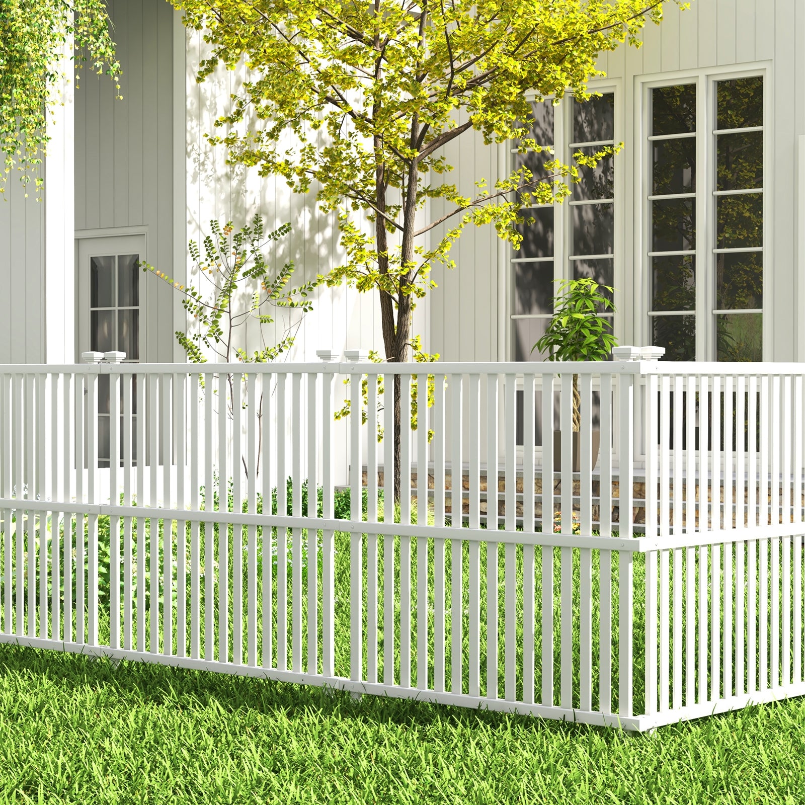 Air Conditioner Fence Panel with Metal Ground Stakes for Outside, White Decorative Fencing & Flooring   at Gallery Canada