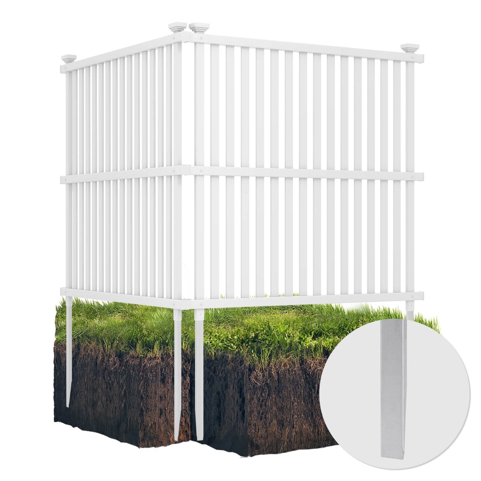 Air Conditioner Fence Panel with Metal Ground Stakes for Outside, White Decorative Fencing & Flooring   at Gallery Canada