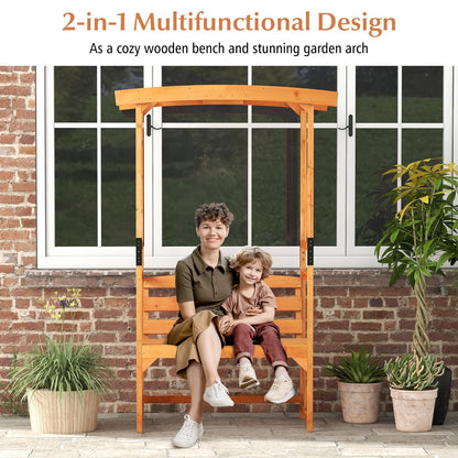 6.2 FT Tall Patio Garden Arbor with Pergola and 2-Seat Bench for Garden Lawn Backyard Decoration, Yellow Beach & Lawn Chairs   at Gallery Canada