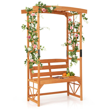 6.2 FT Tall Patio Garden Arbor with Pergola and 2-Seat Bench for Garden Lawn Backyard Decoration, Yellow Beach & Lawn Chairs   at Gallery Canada