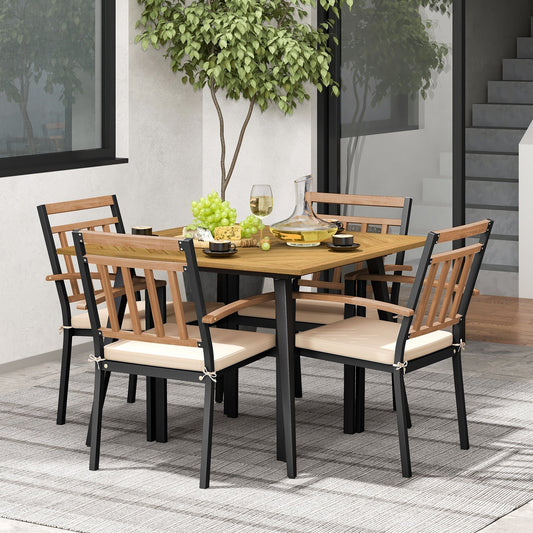 5 Pieces Patio Dining Set with Cushions and 1.9 inches Umbrella Hole, Beige Patio Dining Sets Beige  at Gallery Canada