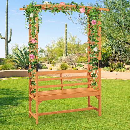 6.5 FT Tall Patio Garden Arbor with Pergola and 2-Seat Bench for Garden Backyard Decoration, Yellow Beach & Lawn Chairs   at Gallery Canada