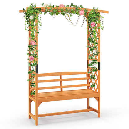 6.5 FT Tall Patio Garden Arbor with Pergola and 2-Seat Bench for Garden Backyard Decoration, Yellow Beach & Lawn Chairs   at Gallery Canada