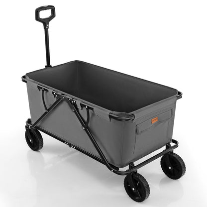 Collapsible Folding Wagon Cart with Adjustable Handlebar, Gray Garden Carts Gray  at Gallery Canada