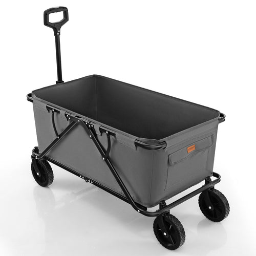 Collapsible Folding Wagon Cart with Adjustable Handlebar, Gray