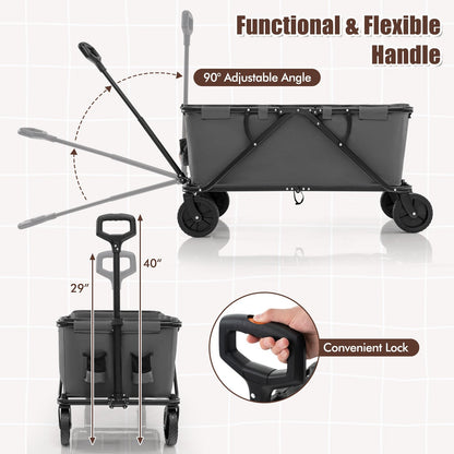 Collapsible Folding Wagon Cart with Adjustable Handlebar, Gray Garden Carts   at Gallery Canada