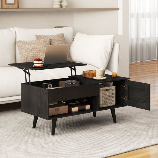 Lift Top Coffee Table with Storage and Hidden Compartment, Black Coffee Tables Black  at Gallery Canada