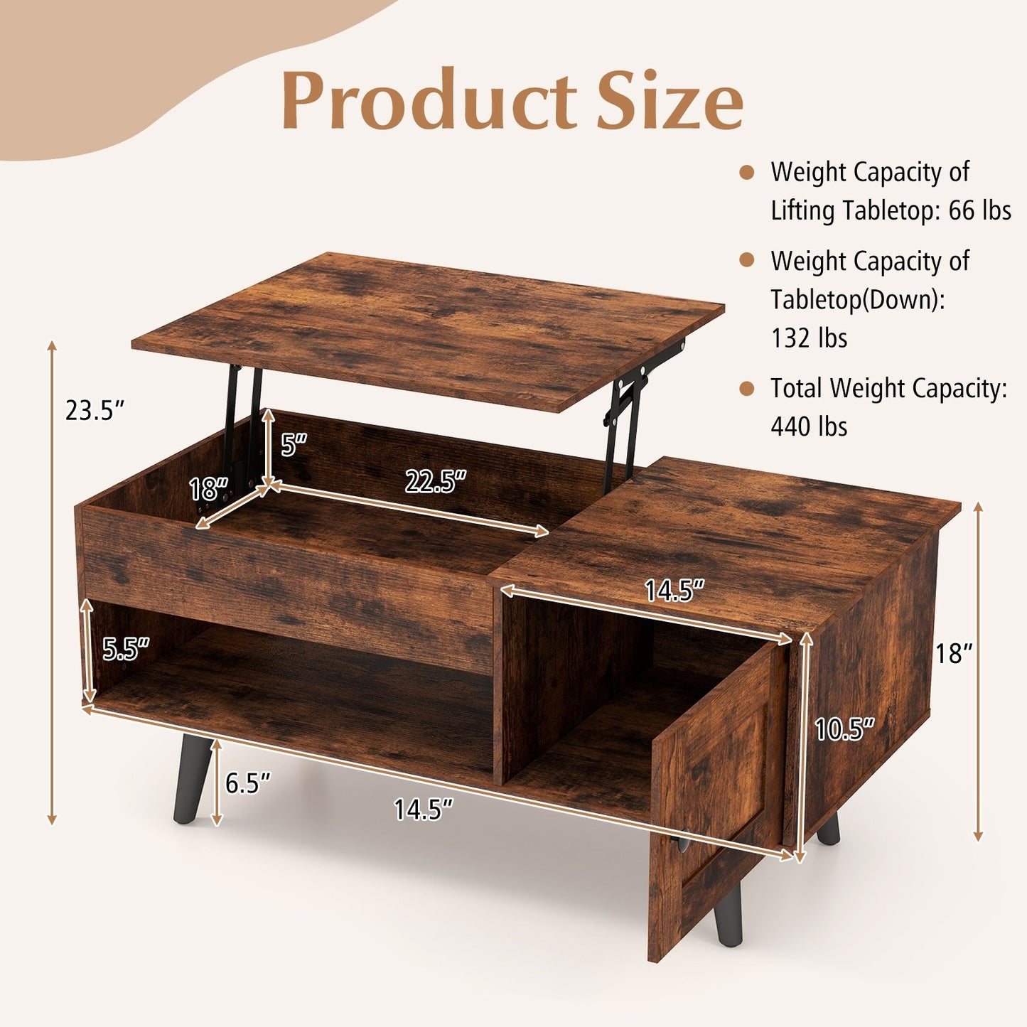 Lift Top Coffee Table with Storage and Hidden Compartment Coffee Tables   at Gallery Canada