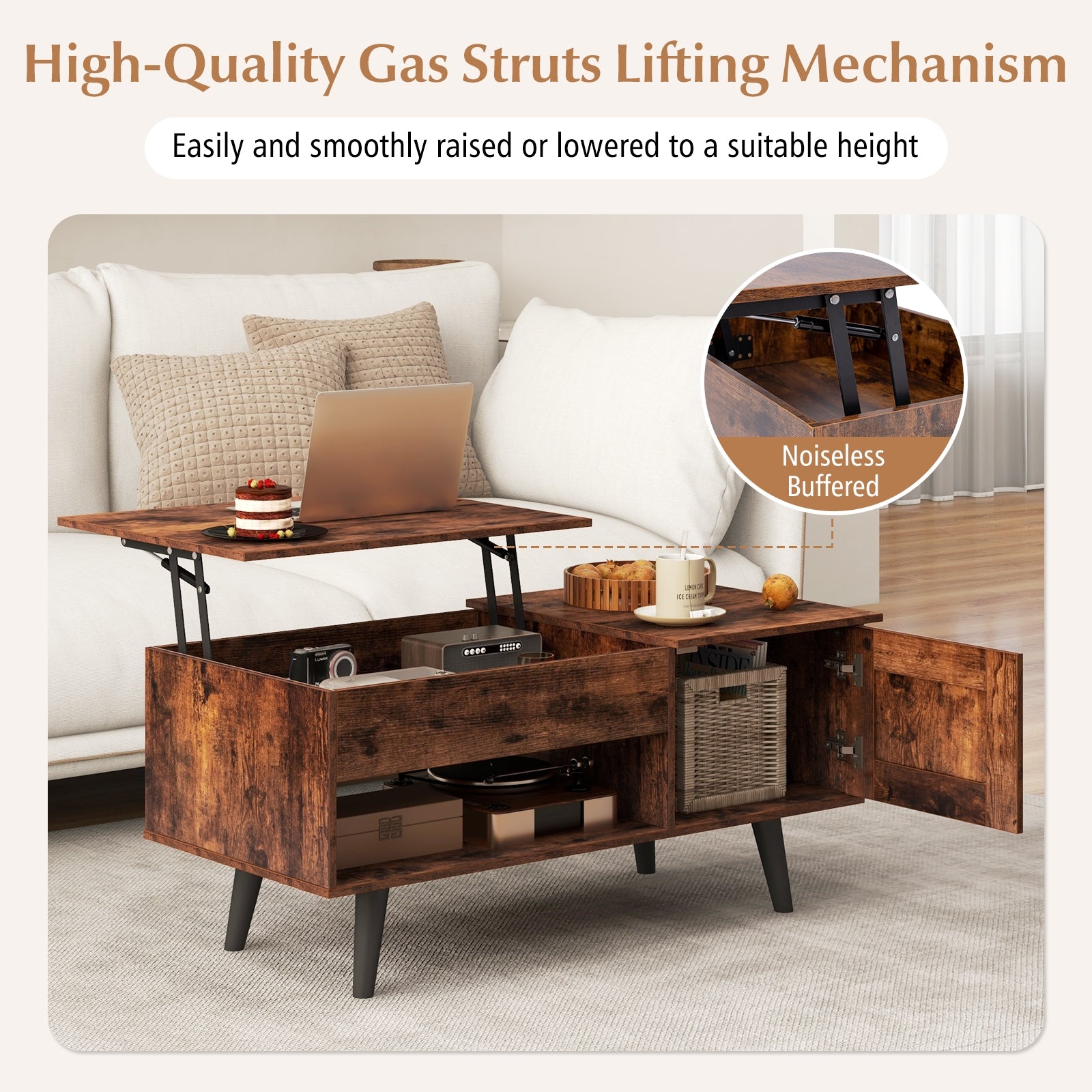 Lift Top Coffee Table with Storage and Hidden Compartment Coffee Tables   at Gallery Canada