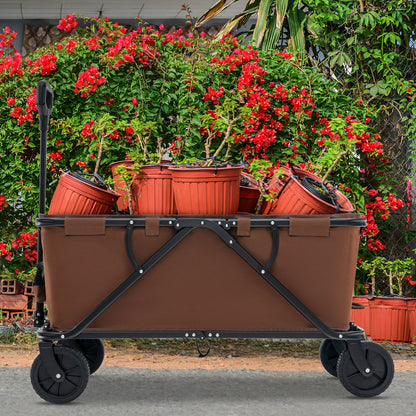 Collapsible Folding Wagon Cart with Adjustable Handlebar, Coffee Garden Carts   at Gallery Canada