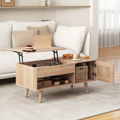 Lift Top Coffee Table with Storage and Hidden Compartment, Natural Coffee Tables   at Gallery Canada