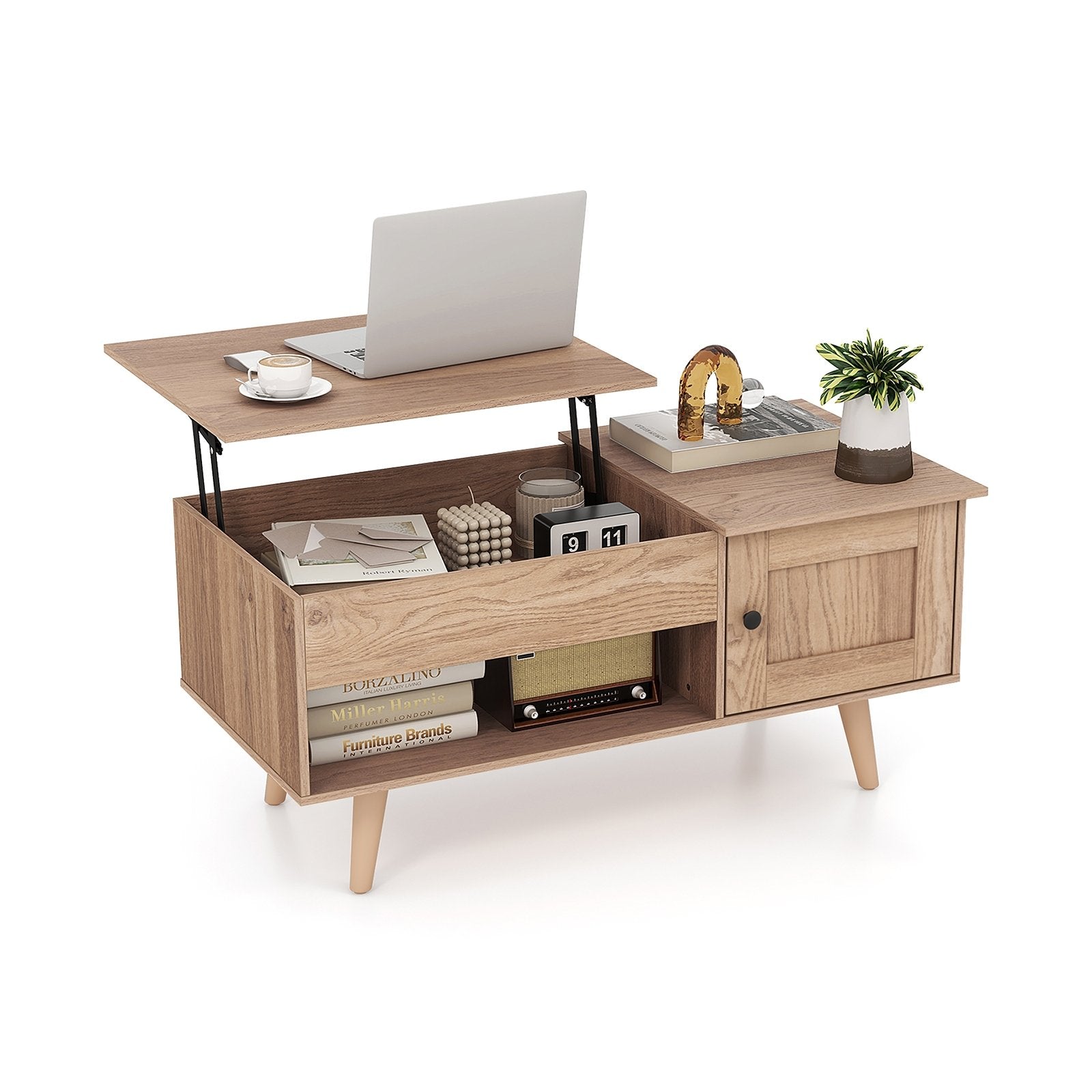 Lift Top Coffee Table with Storage and Hidden Compartment, Natural Coffee Tables Natural  at Gallery Canada