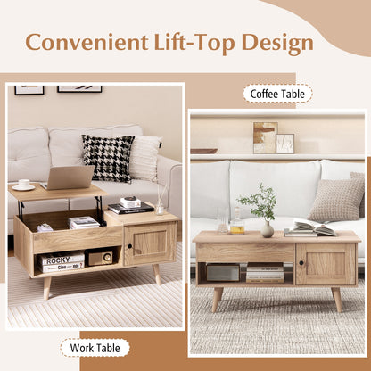 Lift Top Coffee Table with Storage and Hidden Compartment, Natural Coffee Tables   at Gallery Canada