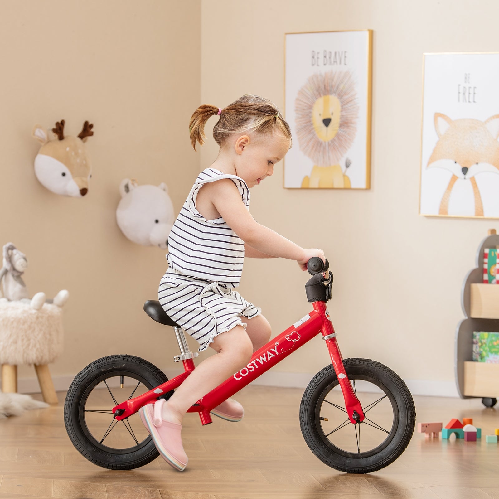 12 Inch Toddler Balance Bike with Height Adjustable Handlebar and Seat, Red Kids Bike   at Gallery Canada