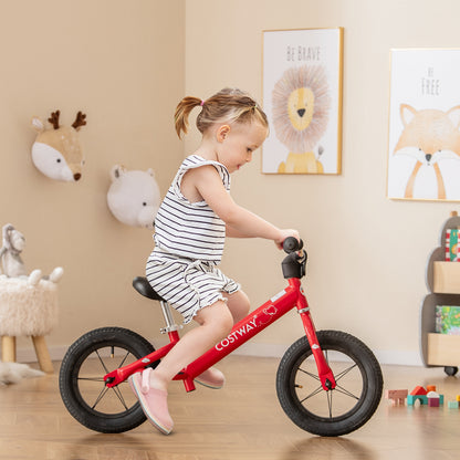 12 Inch Toddler Balance Bike with Height Adjustable Handlebar and Seat, Red Kids Bike   at Gallery Canada