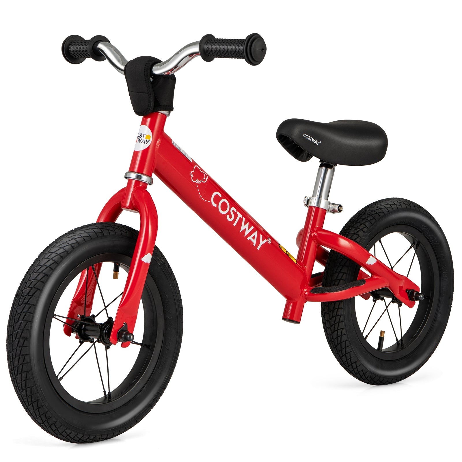 12 Inch Toddler Balance Bike with Height Adjustable Handlebar and Seat, Red Kids Bike Red  at Gallery Canada