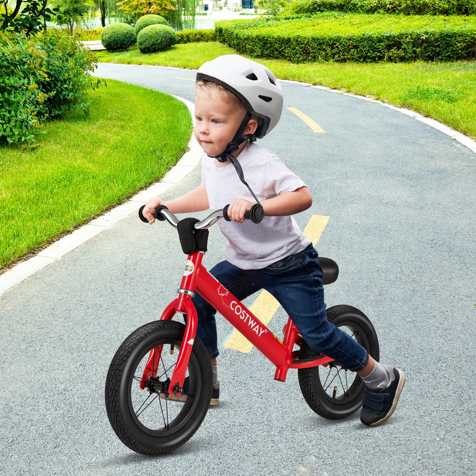 12 Inch Toddler Balance Bike with Height Adjustable Handlebar and Seat, Red Kids Bike   at Gallery Canada