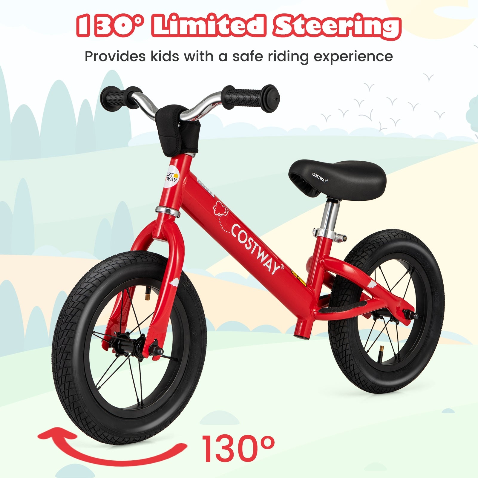 12 Inch Toddler Balance Bike with Height Adjustable Handlebar and Seat, Red Kids Bike   at Gallery Canada