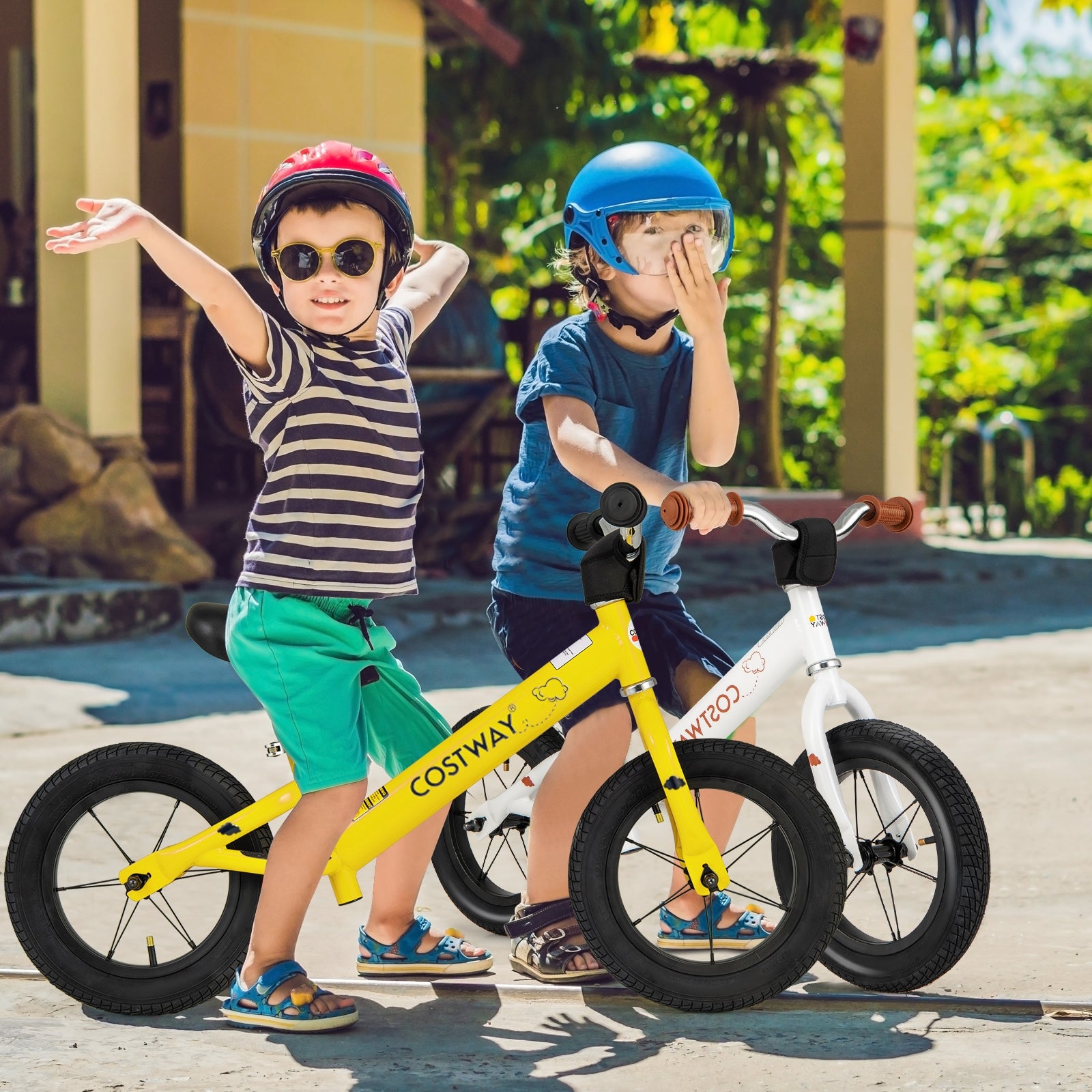 12 Inch Toddler Balance Bike with Height Adjustable Handlebar and Seat, White Kids Bike   at Gallery Canada