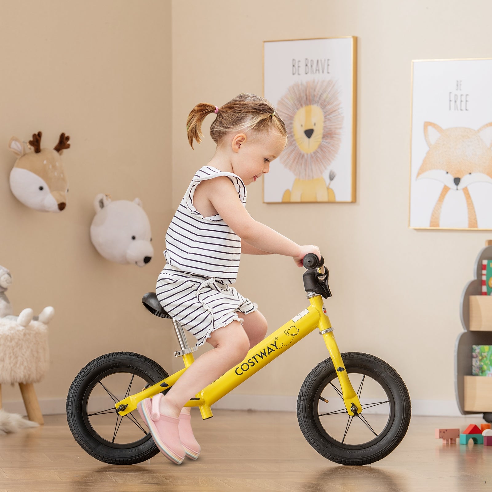 12 Inch Toddler Balance Bike with Height Adjustable Handlebar and Seat, Yellow Kids Bike   at Gallery Canada