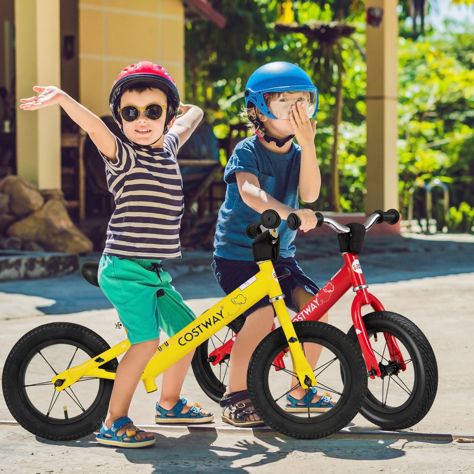 12 Inch Toddler Balance Bike with Height Adjustable Handlebar and Seat, Yellow Kids Bike   at Gallery Canada