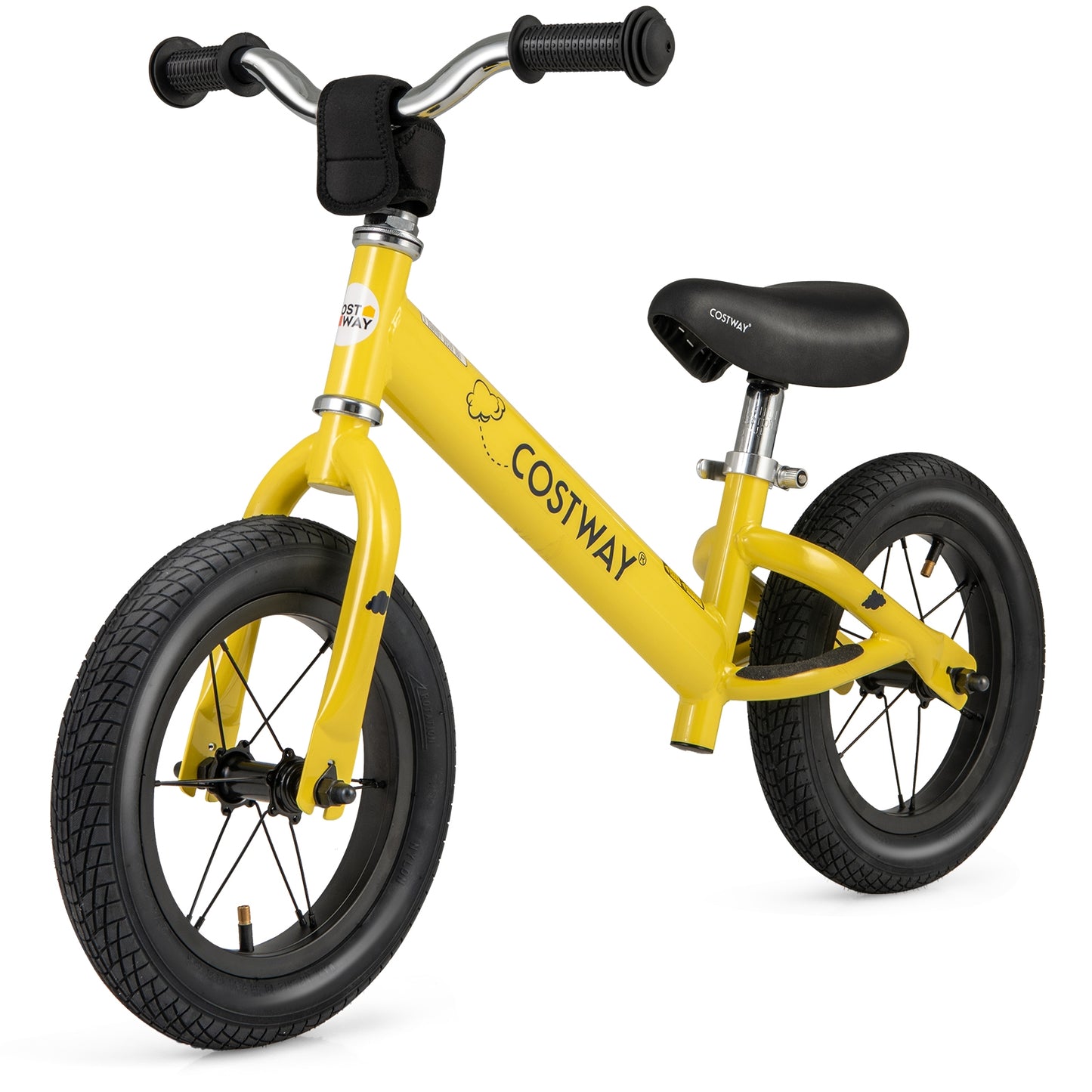 12 Inch Toddler Balance Bike with Height Adjustable Handlebar and Seat, Yellow Kids Bike Yellow  at Gallery Canada