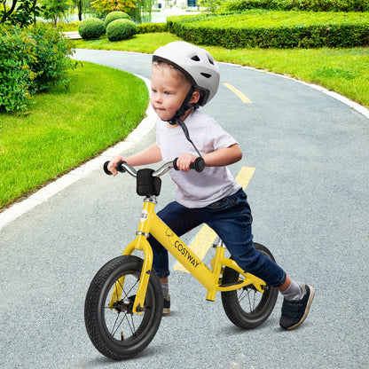 12 Inch Toddler Balance Bike with Height Adjustable Handlebar and Seat, Yellow Kids Bike   at Gallery Canada