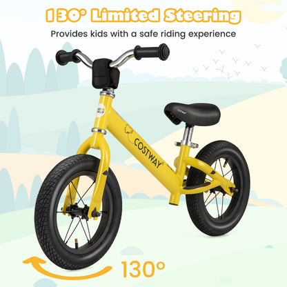 12 Inch Toddler Balance Bike with Height Adjustable Handlebar and Seat, Yellow Kids Bike   at Gallery Canada