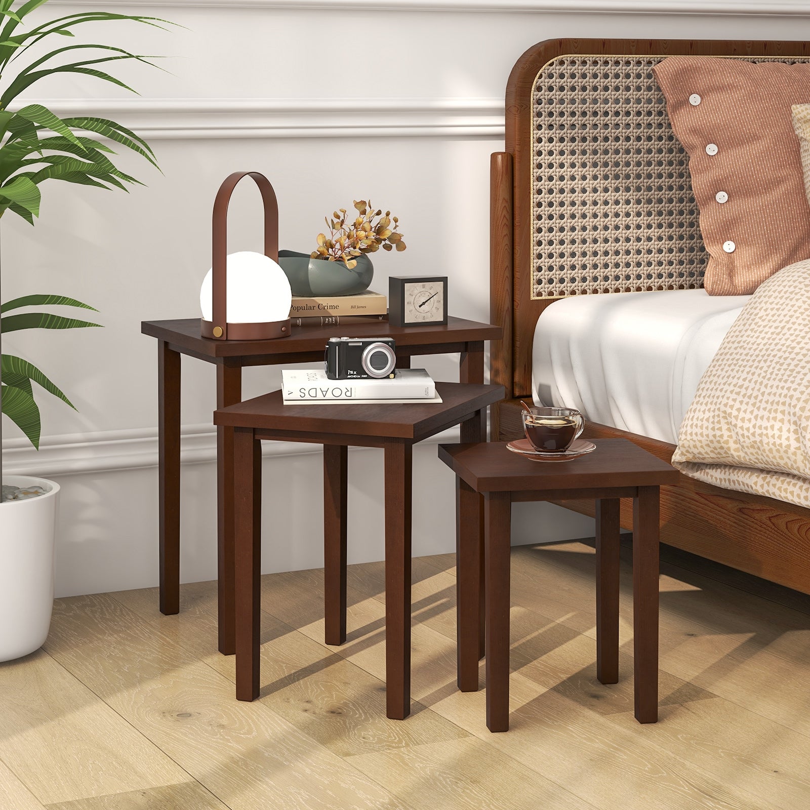 3-Piece Farmhouse Rectangle Side Table Set for Living Room, Walnut End & Side Tables   at Gallery Canada