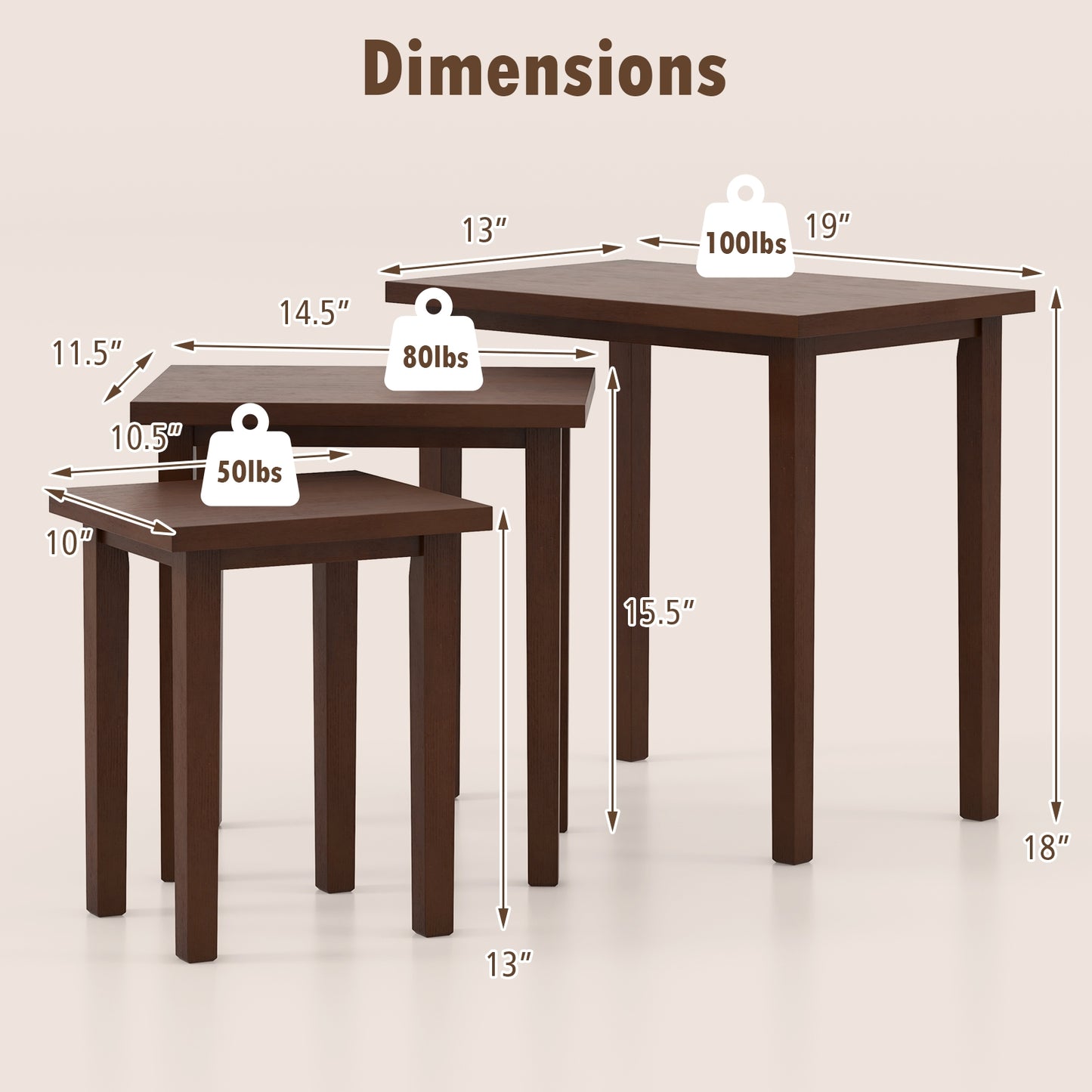 3-Piece Farmhouse Rectangle Side Table Set for Living Room, Walnut End & Side Tables   at Gallery Canada