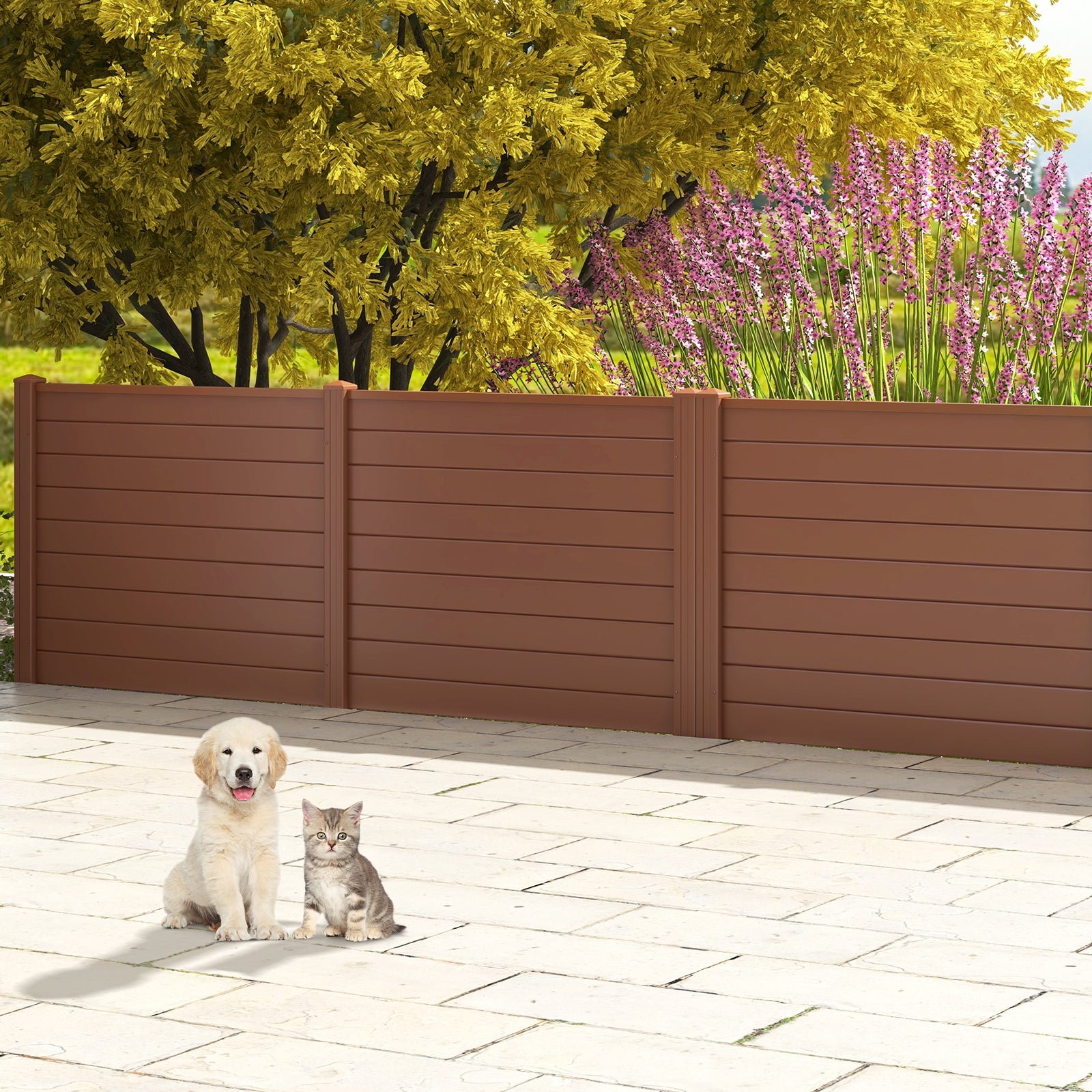 Outdoor PVC Air Conditioner Fence with 20 Inch Long Stakes, Brown Decorative Fencing & Flooring   at Gallery Canada