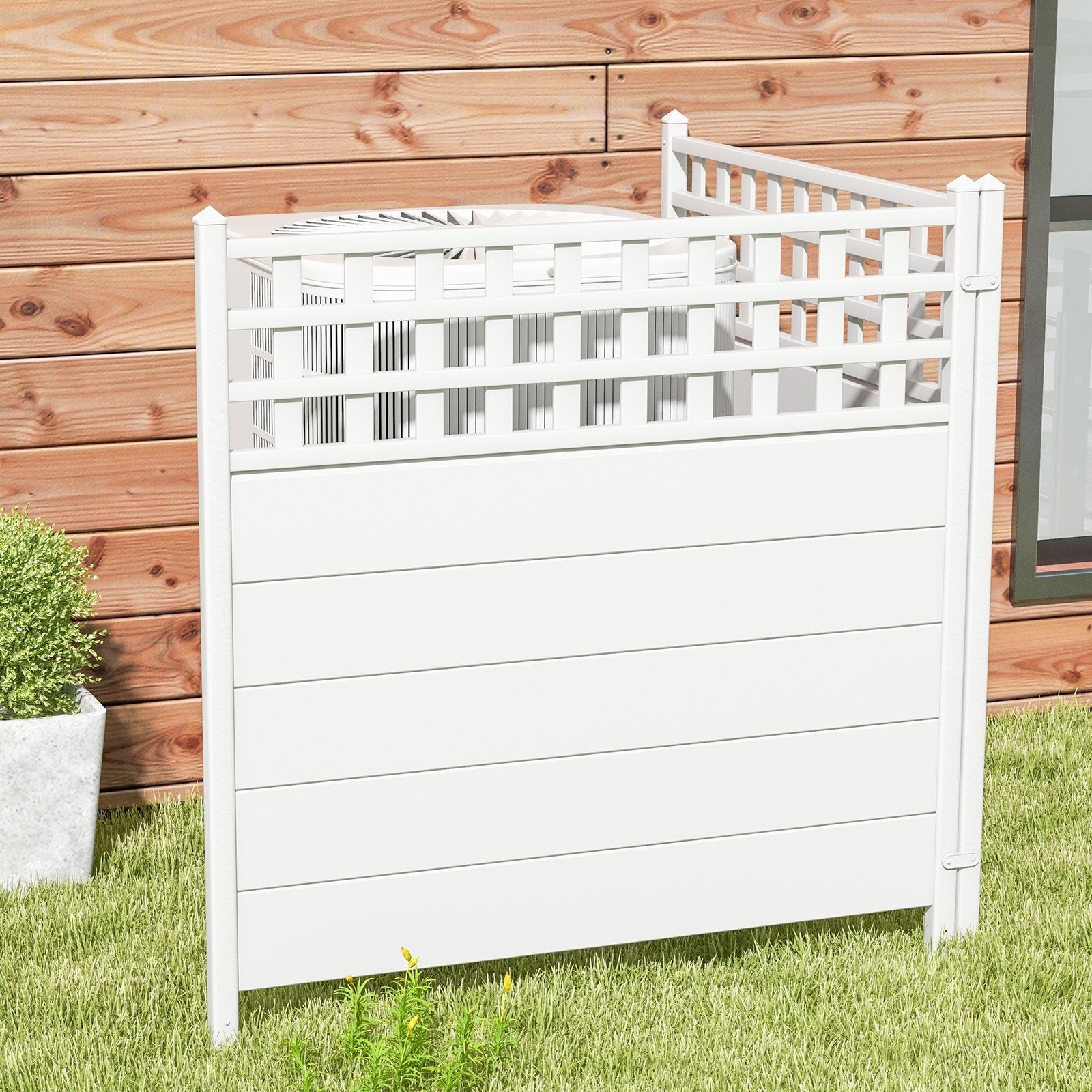 45 x 45.5 Inch Air Conditioner Fence Panels with Metal Ground Stakes, White Decorative Fencing & Flooring   at Gallery Canada