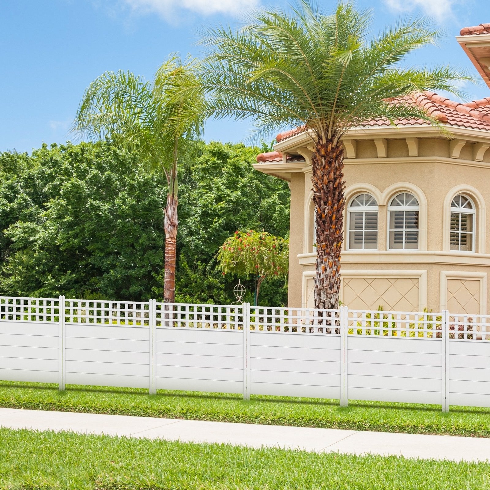 45 x 45.5 Inch Air Conditioner Fence Panels with Metal Ground Stakes, White Decorative Fencing & Flooring   at Gallery Canada