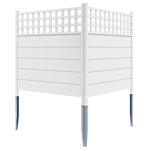 45 x 45.5 Inch Air Conditioner Fence Panels with Metal Ground Stakes, White