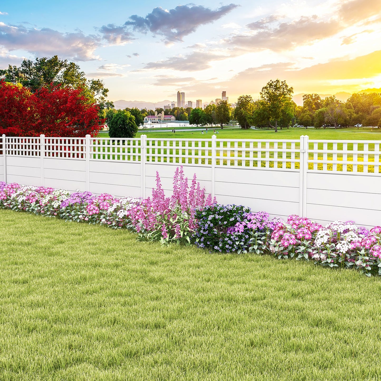 45 x 45.5 Inch Air Conditioner Fence Panels with Metal Ground Stakes, White Decorative Fencing & Flooring   at Gallery Canada